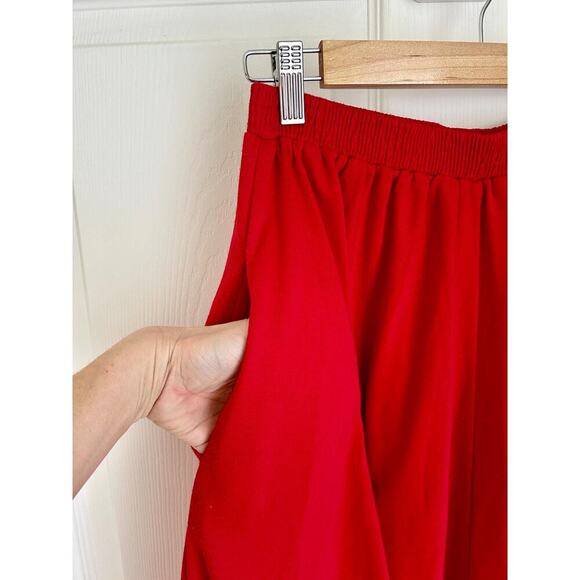 Vintage 80's Red High Waisted Circle Skirt with Pockets Size Small - Picture 2 of 5